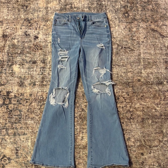 American Eagle Outfitters Denim - American Eagle Outfitters Ripped Blue Flare Jeans